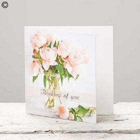 Pink Peony Thinking of You Greetings Card